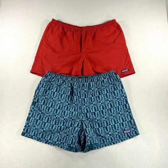 LOT OF 2 Patagonia Baggies Shorts Swim Trunks Baggies Mens Size XL Aztec / Red