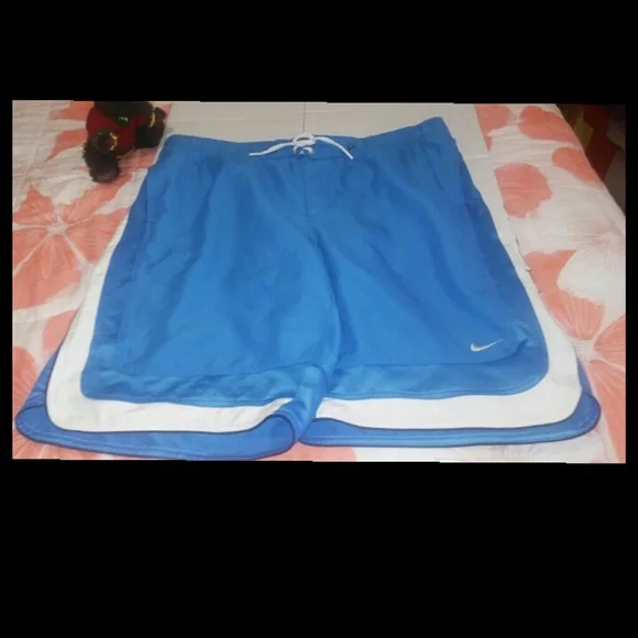 Nike Swim Trunks Mens Size Large Blue & White●