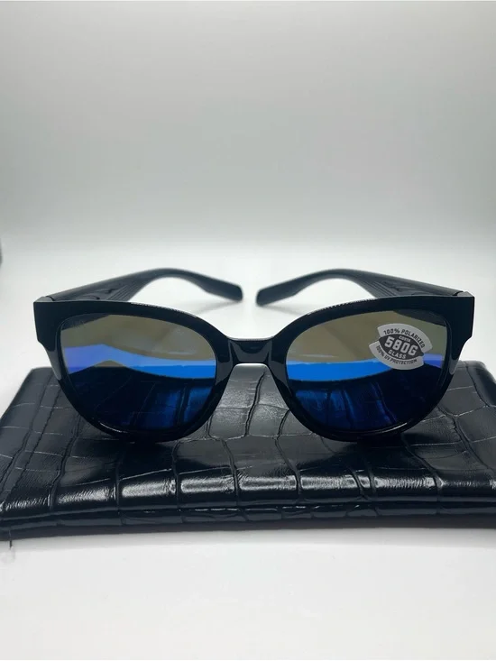 Brand New Costa Black Sunglasses with Blue Mirrored Lenses