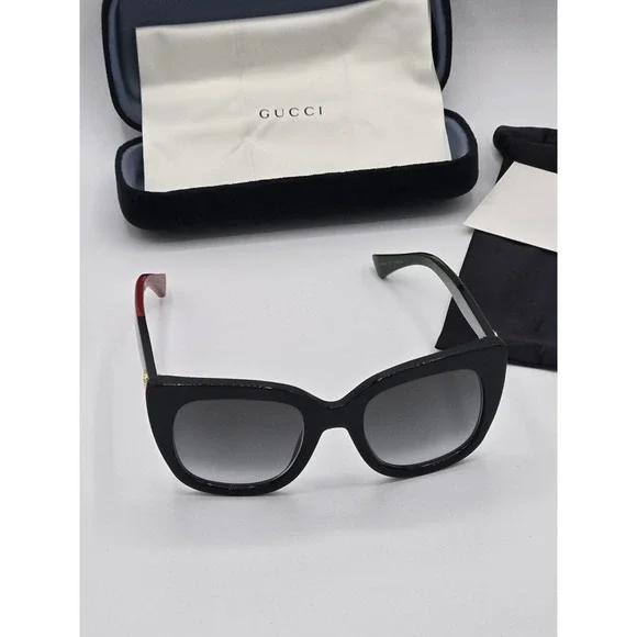 Gucci‎ Sunglasses GG0163SN 003 Black with Red and Green Gradient Full Inclusion