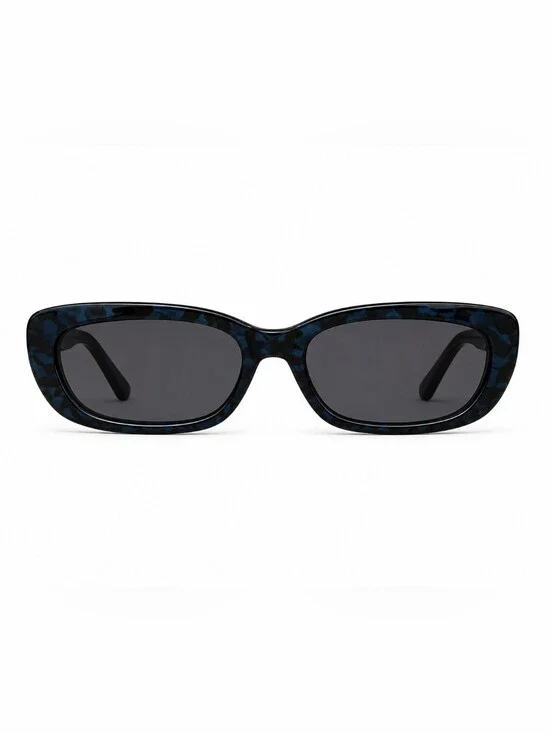 Max & Co Blue Tortoise Rectangular Sunglasses Grey Lens Pouch Cleaning Cloth