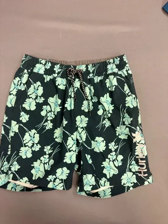 Hurley Shorts Mens S Teal Hybrid Volley Swim Trunk Pockets Lined Stretch Floral