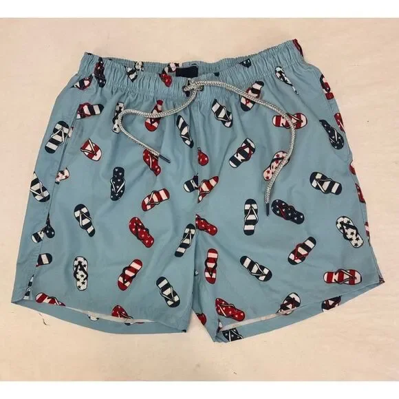 Rainforest Men's Swim Trunks Shorts Patriotic July 4 Red White Blue - Size Large