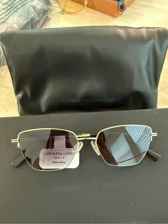 Carolina Lemke Gold Rim Sunglasses - Black Lenses