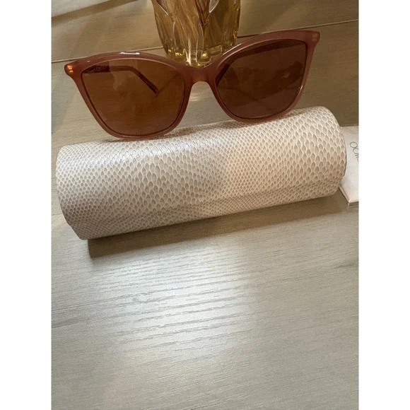 Jimmy Choo Square Cat‎ Eye Sunglasses Translucent Rose Glitter Made in Italy
