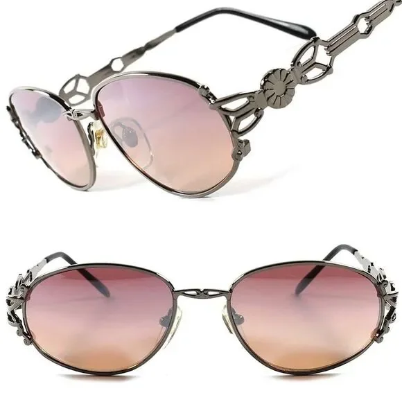 True Vintage Designer Style Womens Brown Lens Oval Sunglasses