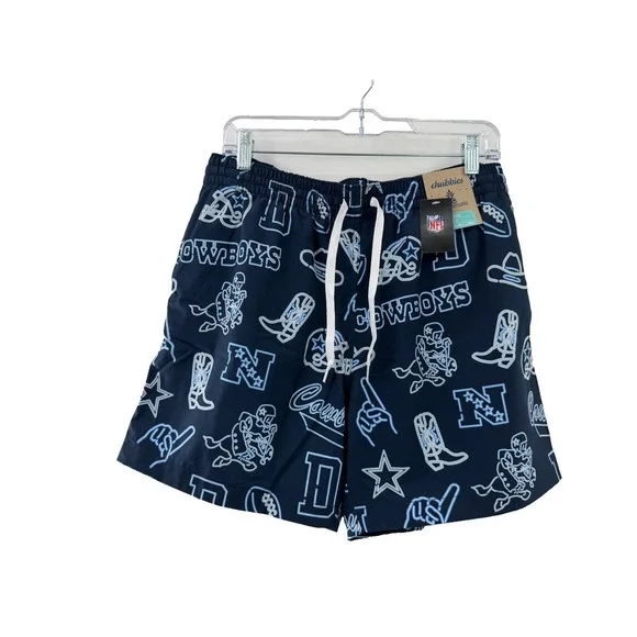 Chubbies Men's Outdoor Navy Blue & White NFL Cowboys Swim Trunks Size Large NWT