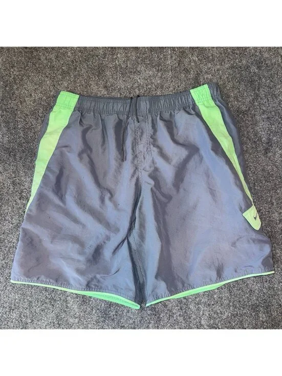 Nike Cyan Accent Lined Swim Trunks Mens LG Vtg y2k 90s Rare