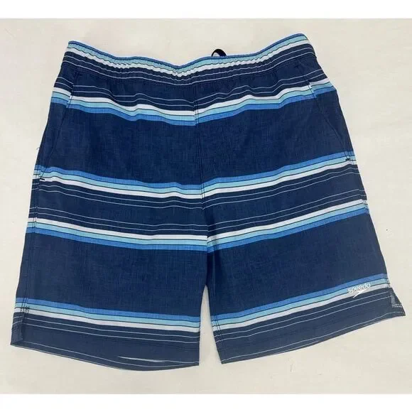 Speedo Men's Swim Trunks Shorts Lined Striped Active Blue Swimsuit - Medium