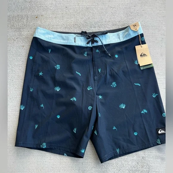 Quiksilver Surfsilk Board shorts Men's 34 Navy Light Blue Straight 19