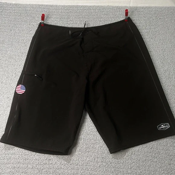 O'Neill Board Shorts Hyperfreak 34 Black Surf Beach Patriotic Athletic Summer