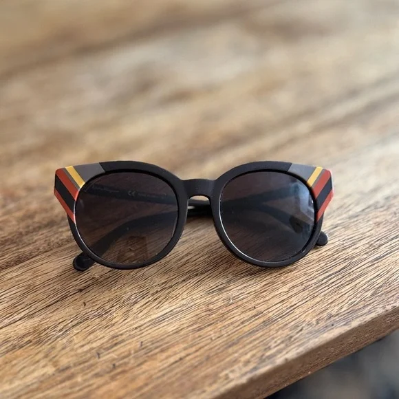 Salvatore Ferragamo Black Sunglasses with Red and Yellow Accents