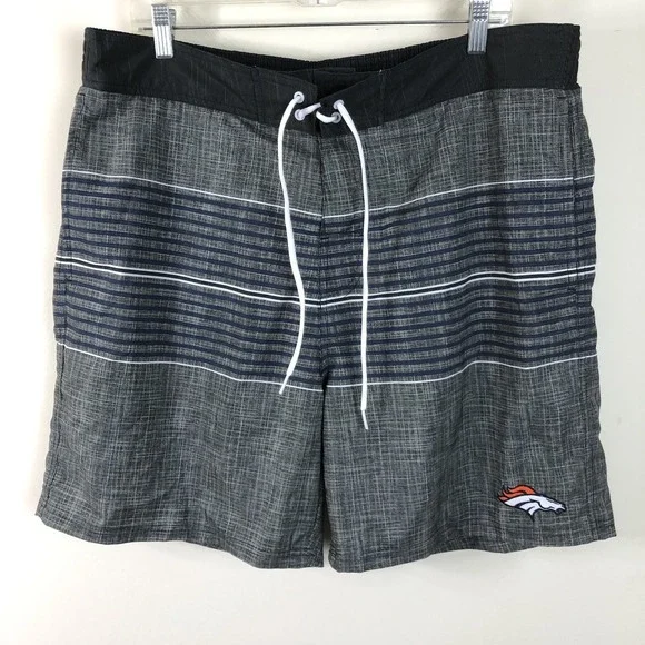 NFL Denver Broncos Board Shorts Swim Trunks Men's Sz 2XL Gray Navy