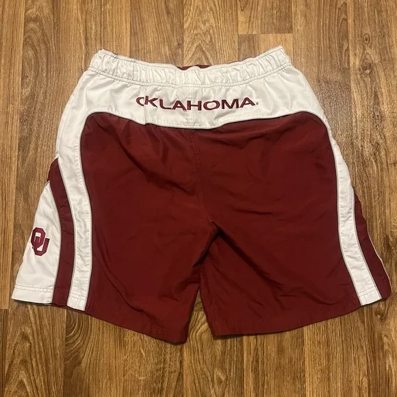 Vintage 90s Oklahoma Sooners Swim Trunks Men Large Maroon Pro Player Embroidered