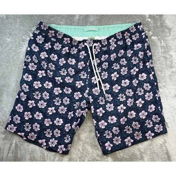 BONOBOS Swim Trunks Men's Large x9 Vibrant Floral Coastal Resort Pool Beachwear‎