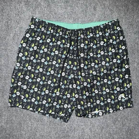Tommy Bahama Swim Trunks Cocktail Martini Floral Print Men L Board Shorts Lined
