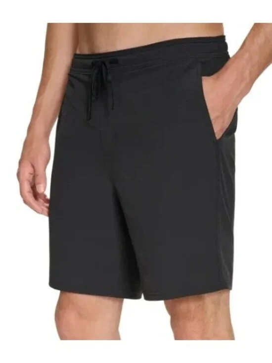 NWT Kirkland Signature Men's M Black Swim Shorts With Stretch Fabric Comfort