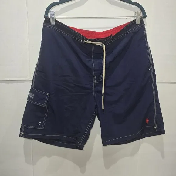 Polo by Ralph Lauren Swim Trunks Brief Liner Drawstring Pockets Mens XL Navy.