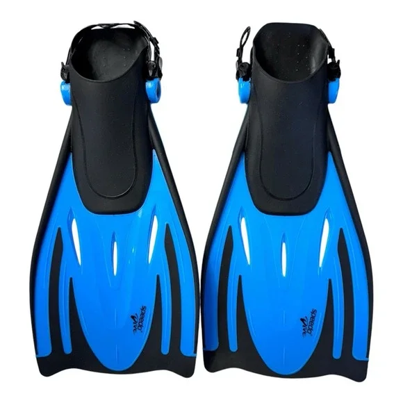 Speedo Dive Swiming Fins - Blue/ Black  Adjustable Strap w/Bag Adult S/M