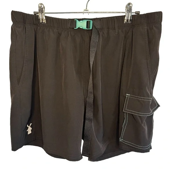 Dutch Bros Swim Shorts XXL Black Thick Quality Pockets Belt DB 1992 RARE