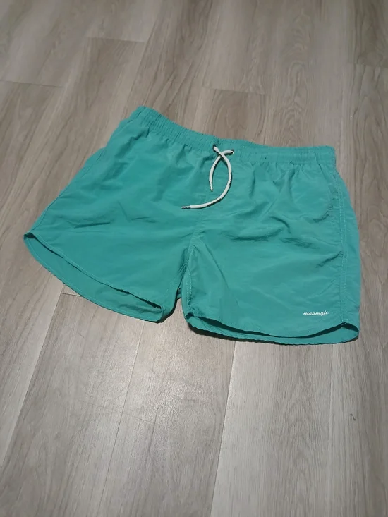 Maamgic Men’s Swim Trunks / Shorts Large Aqua Nylon Pockets Mesh Liner