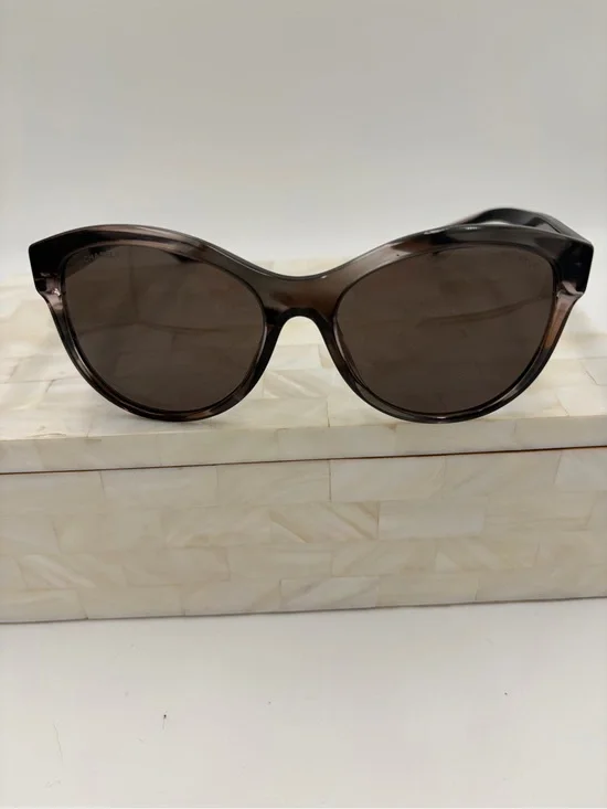 CHANEL Pantos Logo Smoke Brown Rounded Cat-Eye Sunglasses 5458-A