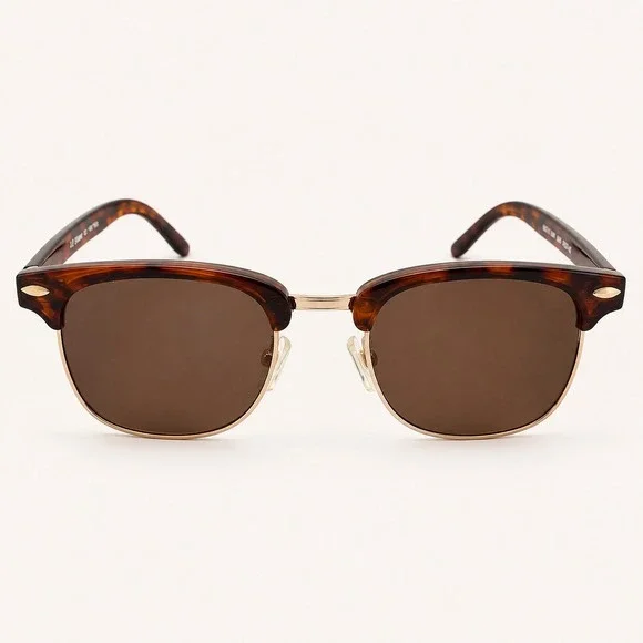 AJ Morgan Soho Sunglasses Unisex Tortoise Clubmaster Brown Lens 51-21-146 Retro