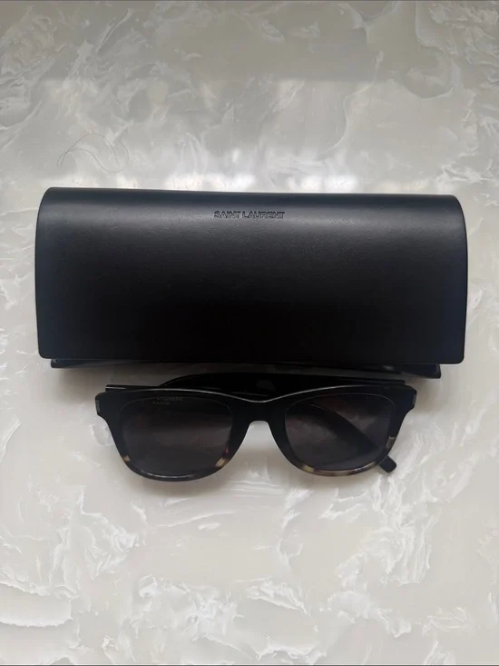 Saint Laurent Black and Tortoiseshell Wayfarer Sunglasses
