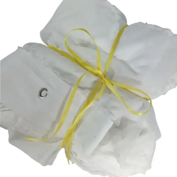 GORGEOUS PURE WHITE RUFFLED/TIERED CHIFFON FLOUNCY SHOWER CURTAIN! 72