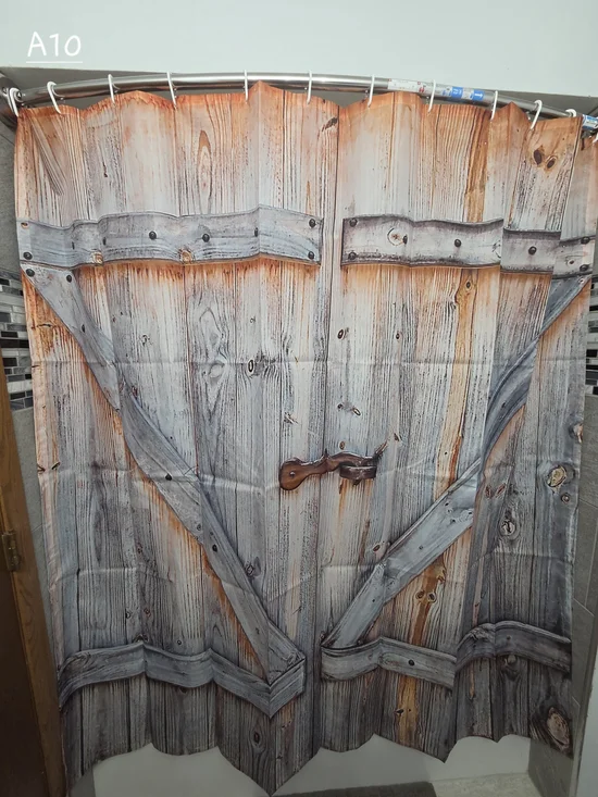 Rustic Barn Door Shower Curtain - Gray & Brown