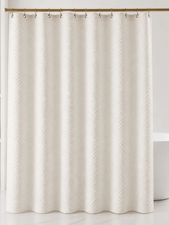 Classic Ivory Textured Shower Curtain - Home Bath