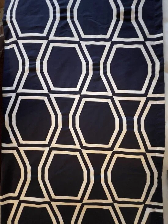 KATE SPADE NY Shower Curtain BOW TILE Design Navy Blue White 69