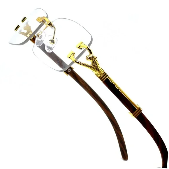 Men Sunglasses Hip Hop Clear Lens Gold Frame Luxury Retro‎ Shades Metal Lentes