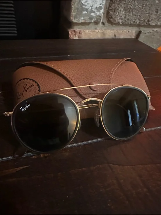 Ray-Ban Round Double-Bridge Gold Frame Sunglasses