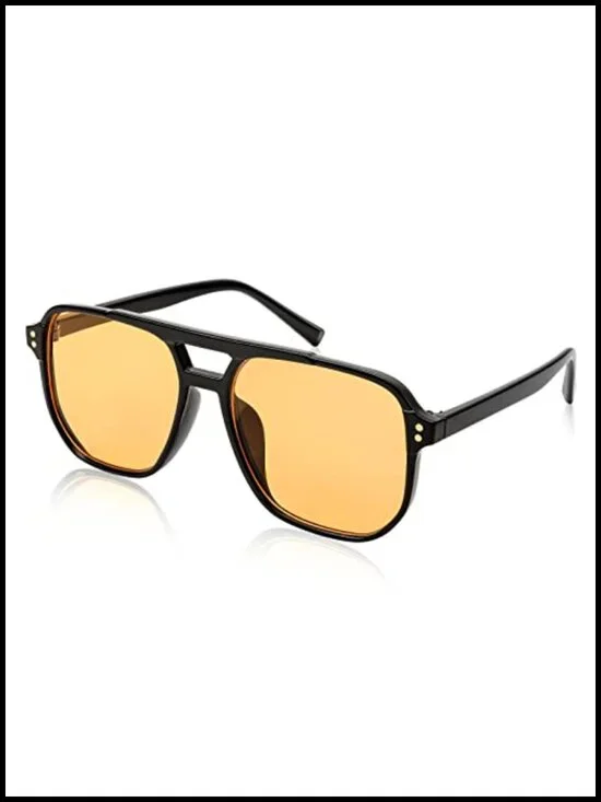Retro Square Aviator Sunglasses, UV400 Protection, Plastic Frame
