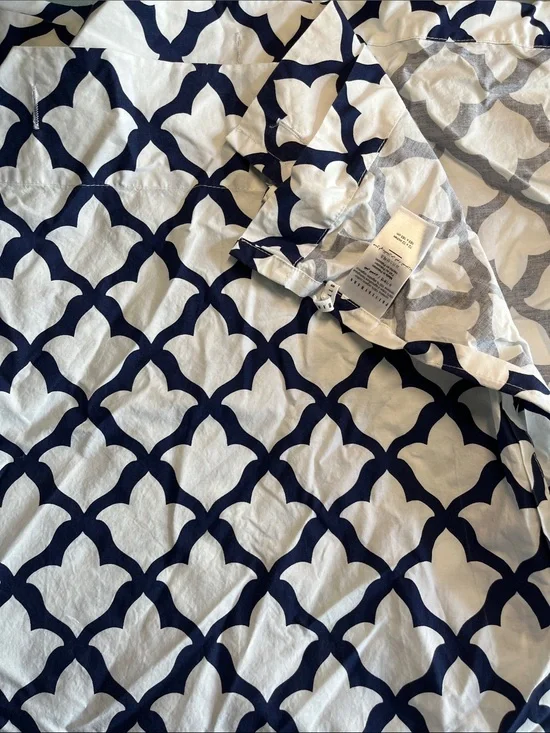 Pottery Barn Navy and White Trellis Cotton Shower Curtain
