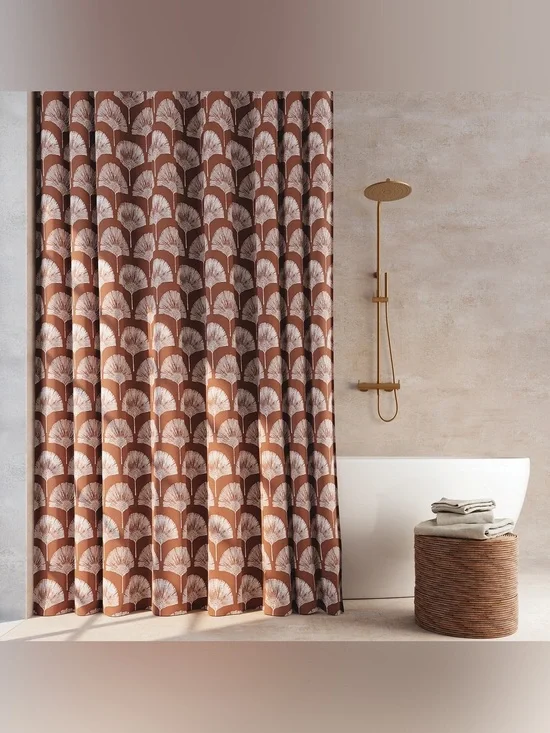 Indigo Road Meru Egypt Sherrod Floral Fabric Shower Curtain 70 x 72 Terracotta