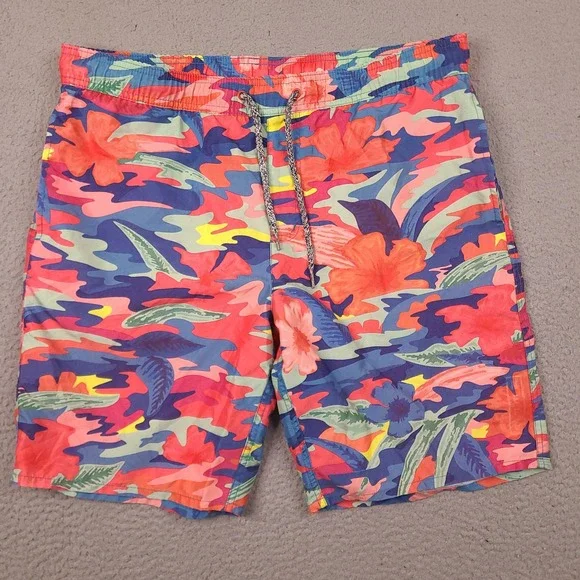 Neff Mens Swim Trunks Medium Floral Camo Board Shorts Multicolor Colorful