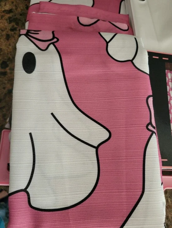 New Betsey Johnson Hey Boo Pink Ghost Shower Curtain Set White Bows