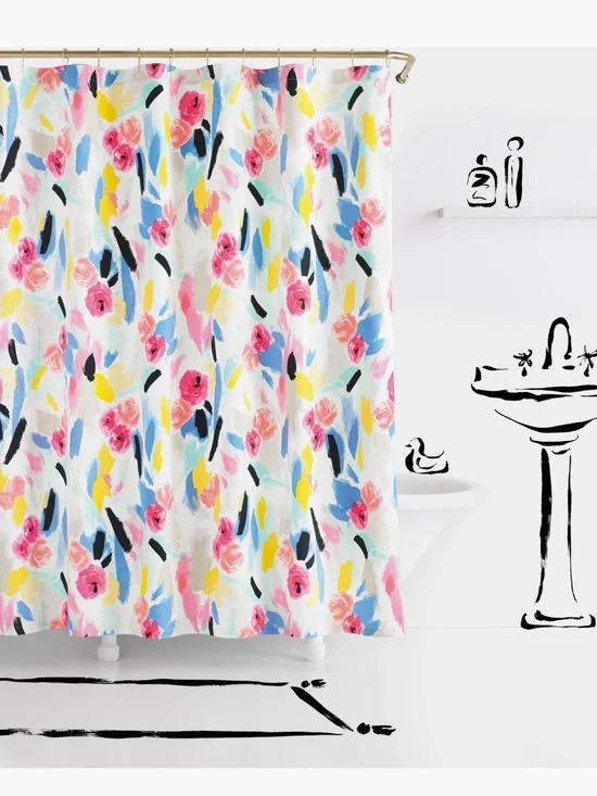 kate spade Paintball Floral Brushstroke Shower Curtain