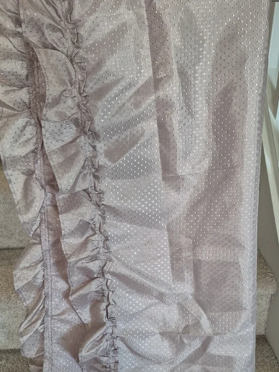 Tan Metallic Ruffled Shower Curtain