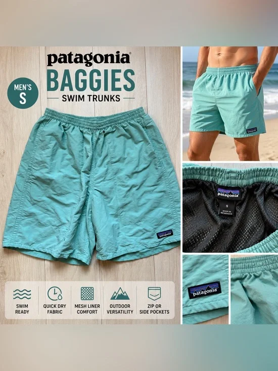 Patagonia Baggies Shorts Men’s Small Mint Green Lined Outdoor Hiking Swim trunks