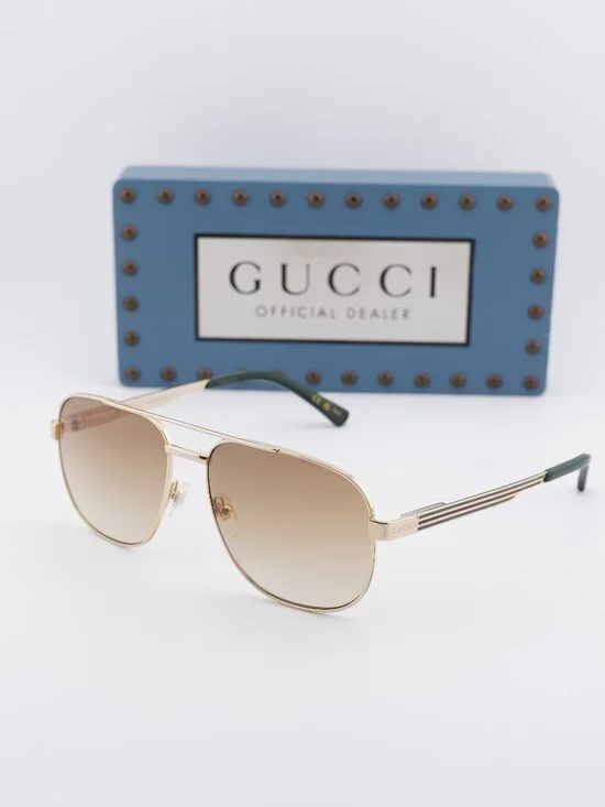 Gucci GG1223S 001 Square Sunglasses - Gold/Brown Gradient