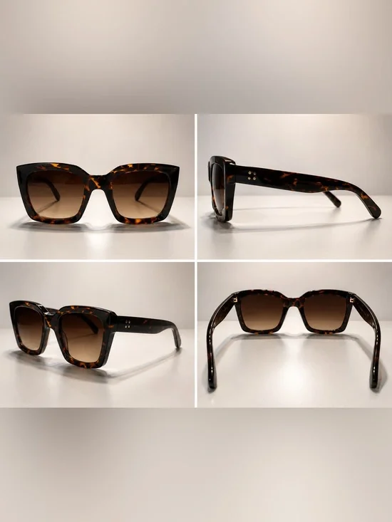 Tortoiseshell Square Women's Sunglasses - Brown Lenses