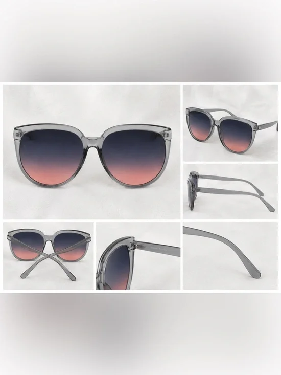 Women's Gray Frame Gradient Pink-Blue Lens Sunglasses