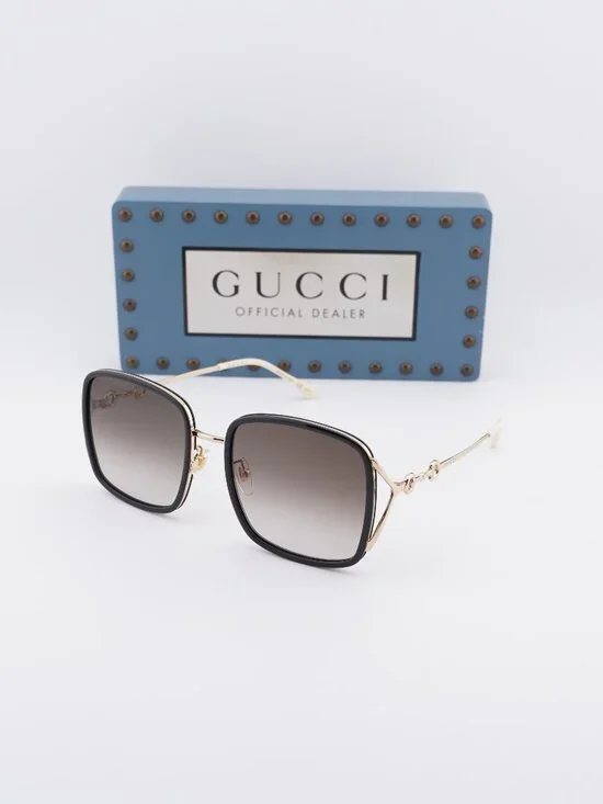 Gucci GG1016SK 004 Square Sunglasses - Black / Brown