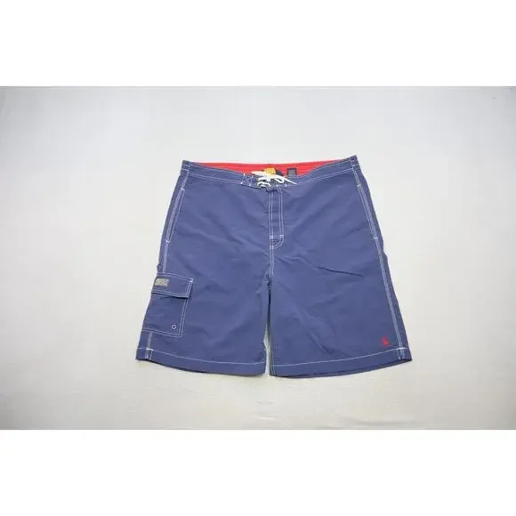Polo Ralph Lauren Cargo Swim‎ Trunks Blue Water Shorts Netted Mens Size XL
