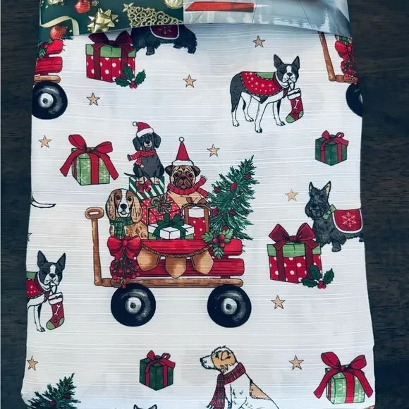 Christmas Dogs Holiday Luxury Fabric Shower Curtain