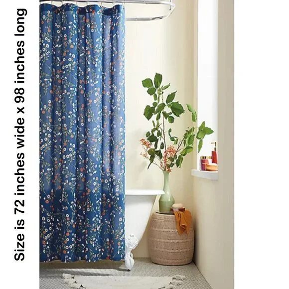 new Wild Sage™ Maeve Floral 72x98 Extra Long Cotton Shower Curtain in Navy Blue