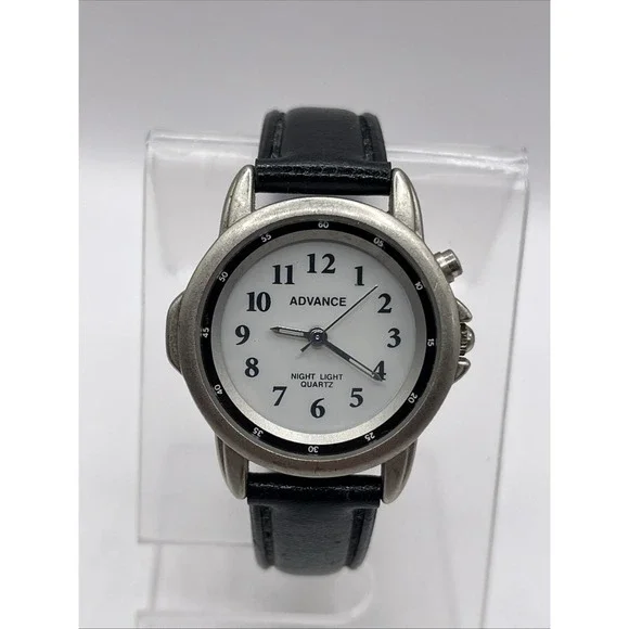 Advance Night Light Women's‎ Quartz Watch Black Leather Band- New Battery